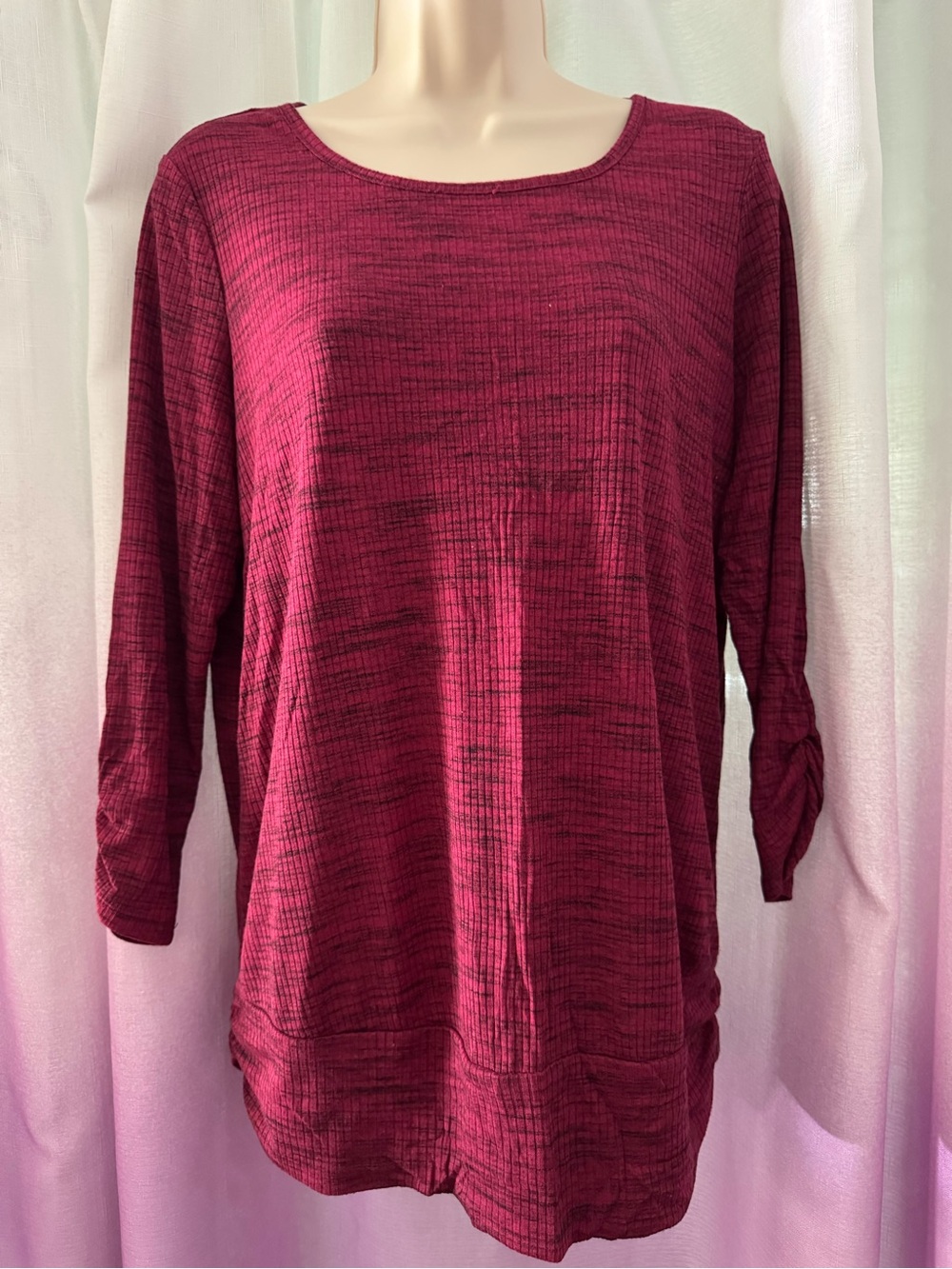Apt. 9 Maroon Scoop Neck Long Sleeve Knit Top